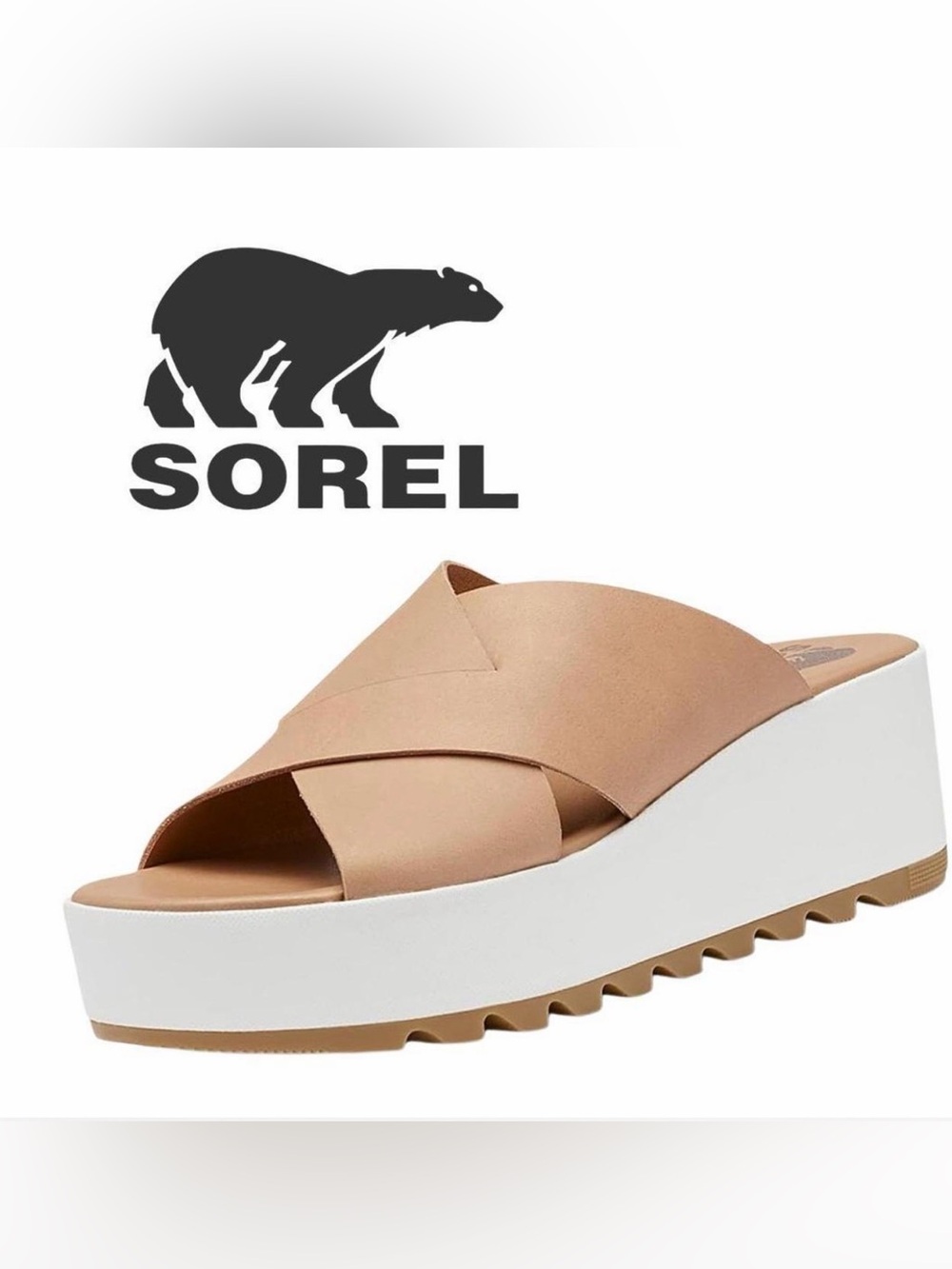 Sorel Cameron Flatform Mule Sandal Leather Size 7.5